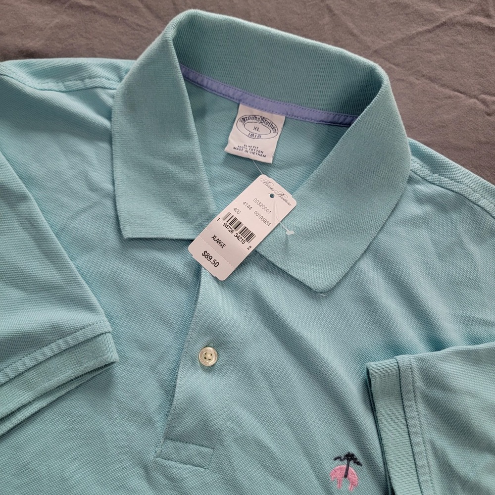 New Brooks Brothers Polo Mens XL Turquoise Mesh Short Sleeve Solid NWT $89 MSRP